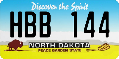 ND license plate HBB144