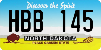 ND license plate HBB145