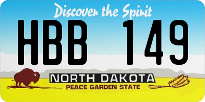 ND license plate HBB149