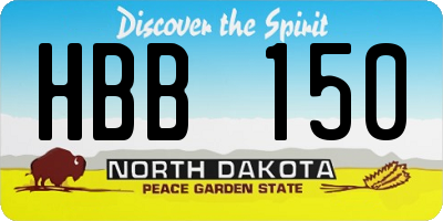 ND license plate HBB150