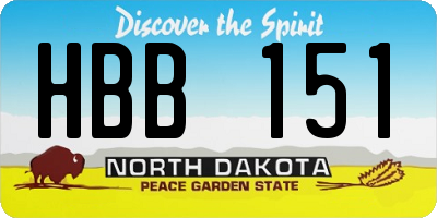 ND license plate HBB151