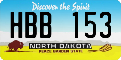 ND license plate HBB153