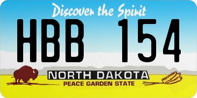 ND license plate HBB154