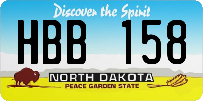 ND license plate HBB158