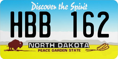 ND license plate HBB162