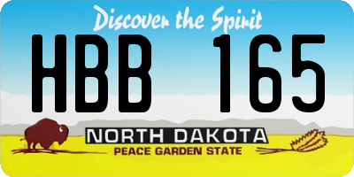 ND license plate HBB165