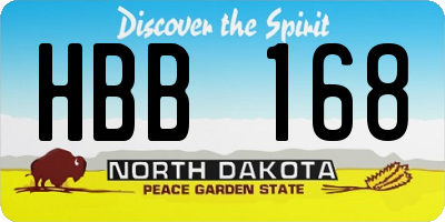 ND license plate HBB168