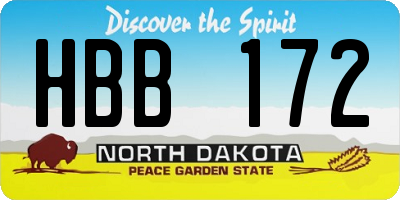 ND license plate HBB172