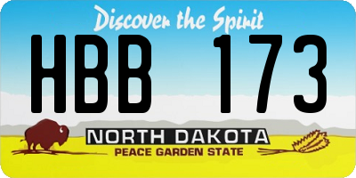 ND license plate HBB173