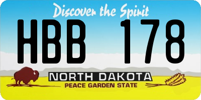 ND license plate HBB178