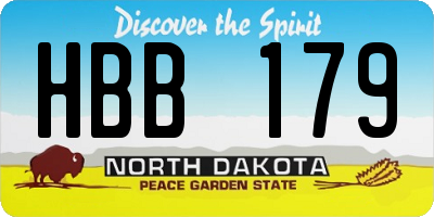 ND license plate HBB179