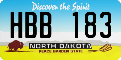 ND license plate HBB183