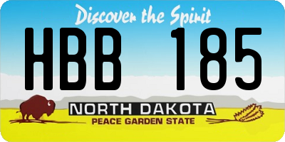 ND license plate HBB185