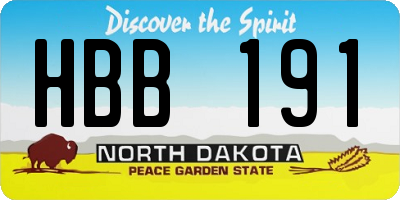 ND license plate HBB191