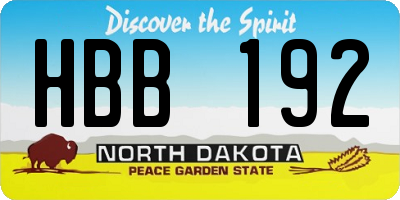 ND license plate HBB192