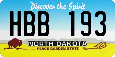 ND license plate HBB193