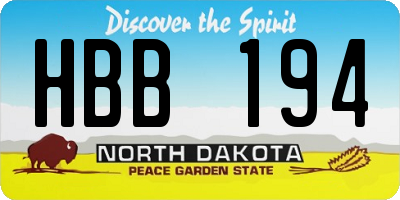 ND license plate HBB194