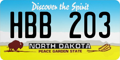 ND license plate HBB203