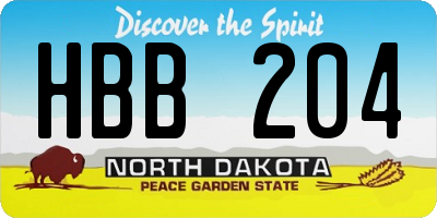 ND license plate HBB204