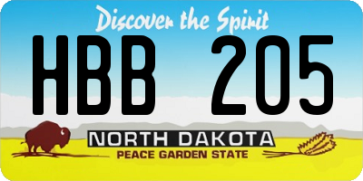 ND license plate HBB205