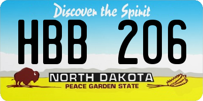 ND license plate HBB206