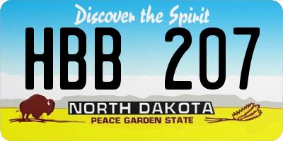 ND license plate HBB207