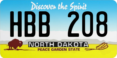 ND license plate HBB208