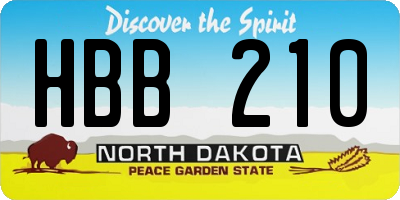 ND license plate HBB210