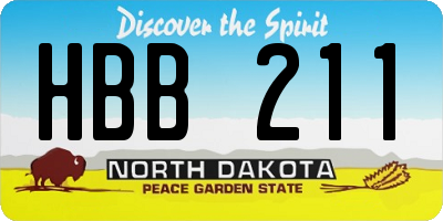 ND license plate HBB211