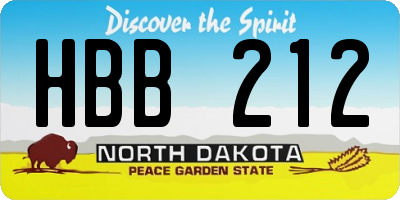 ND license plate HBB212