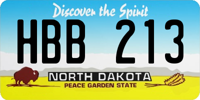 ND license plate HBB213