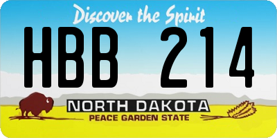 ND license plate HBB214