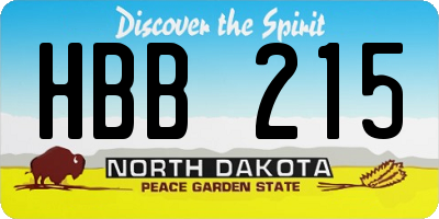 ND license plate HBB215