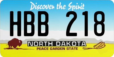 ND license plate HBB218