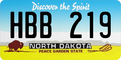 ND license plate HBB219