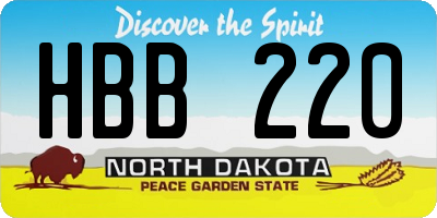 ND license plate HBB220