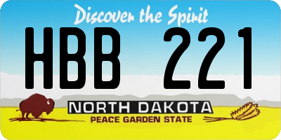 ND license plate HBB221