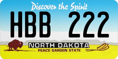 ND license plate HBB222