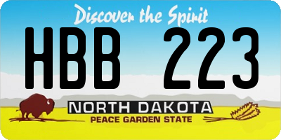 ND license plate HBB223