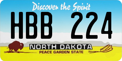 ND license plate HBB224