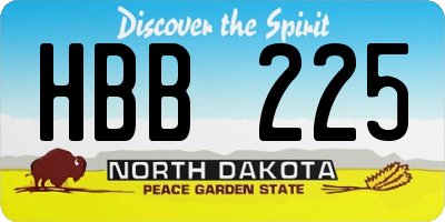 ND license plate HBB225