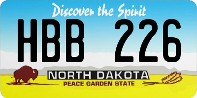 ND license plate HBB226