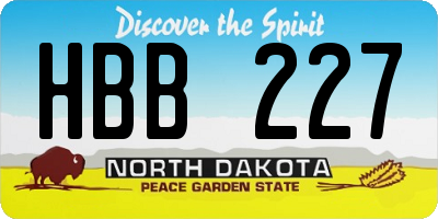 ND license plate HBB227