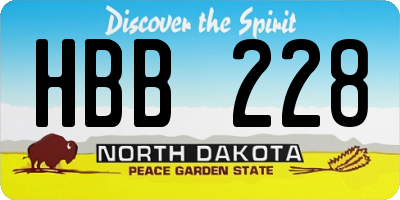 ND license plate HBB228