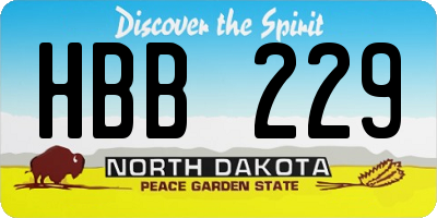 ND license plate HBB229