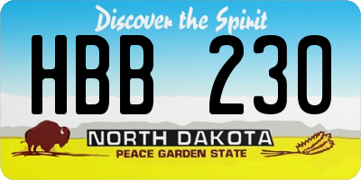 ND license plate HBB230