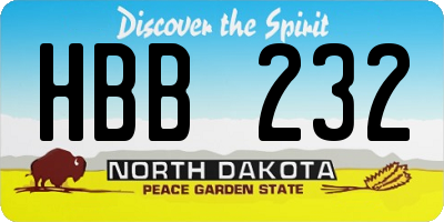 ND license plate HBB232