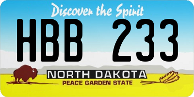 ND license plate HBB233