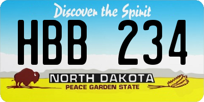 ND license plate HBB234