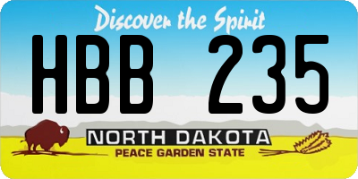 ND license plate HBB235